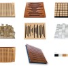Vicoustic wood acoustic panels. Sample acoustic treatment palette.