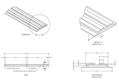 Acoustic Diffuser Panel A1-LF Fabrication Drawing (full height module)