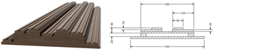 Leanfractal diffuser shown beside a cross section of the Leanfuser